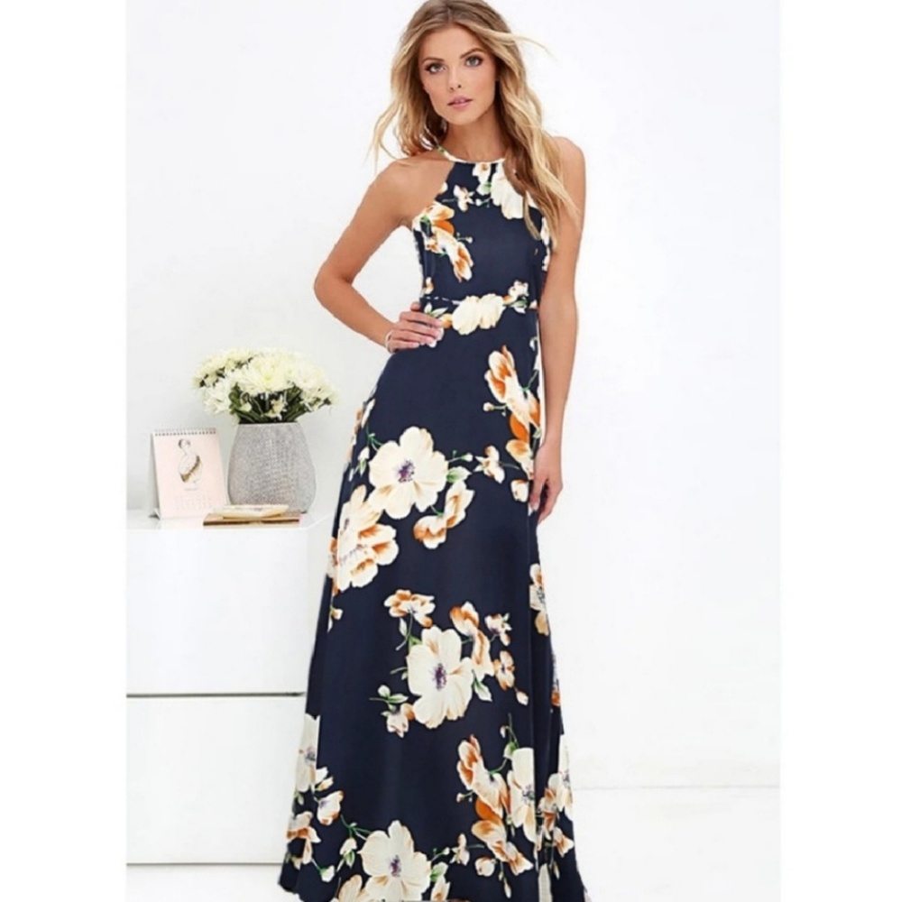 Blue Floral Maxi Dress